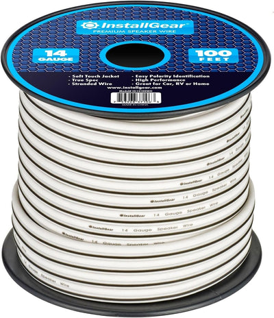 14 Gauge AWG Speaker Wire Cable (100Ft - White) | White Speakers Cable | Speaker Wire for Outdoor, Automotive, and Marine