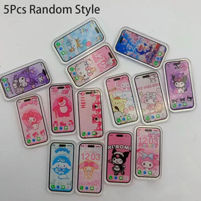 5Pcs 1:12 Dollhouse Miniature Mobile Phone Fashionable and Compact Simulation Smartphone Model Kids Pretend Play Accessories